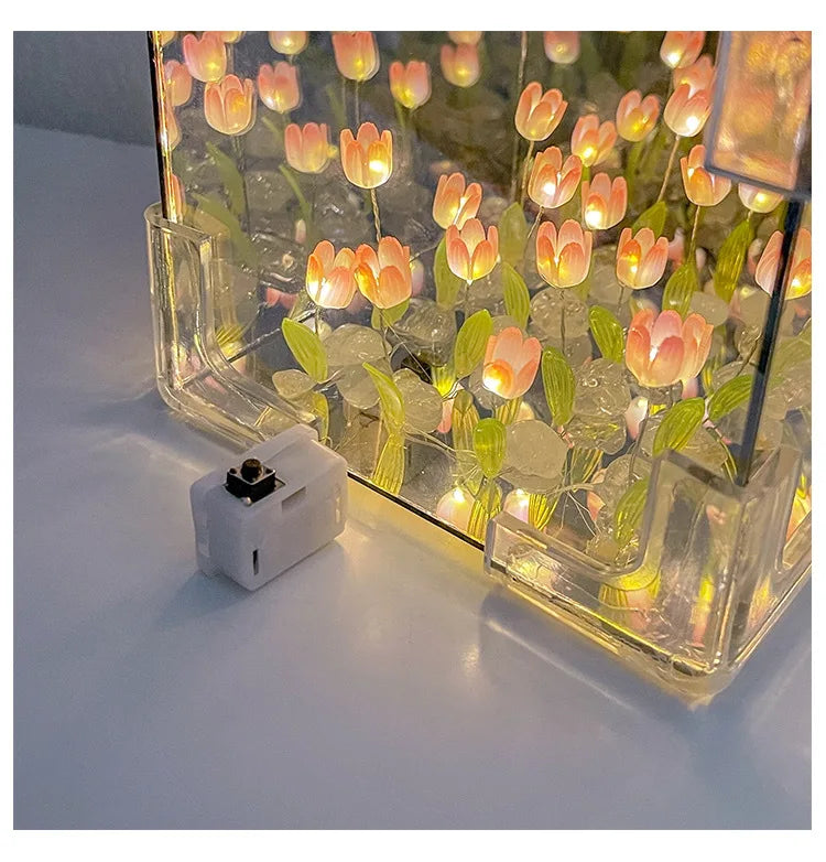 Eternal Tulip Mirror Cube Lamp 🌷