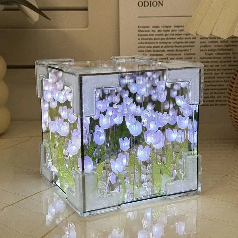 Eternal Tulip Mirror Cube Lamp 🌷